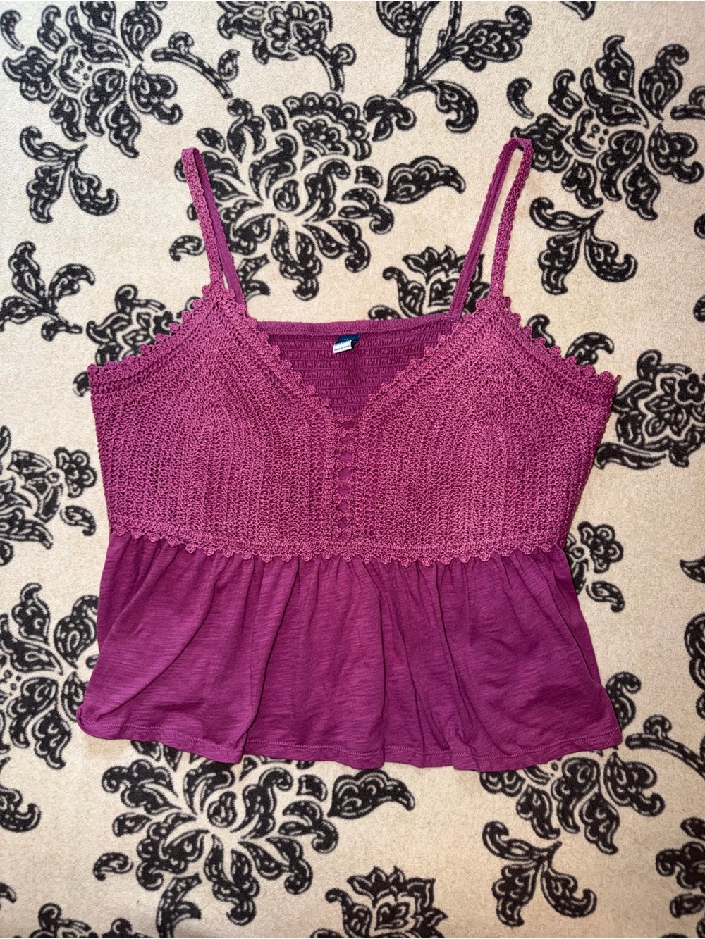 Women's Crochet Bodice Tank Top - Berry Purple